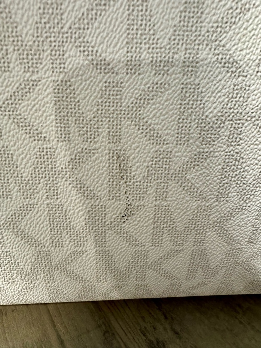 Michael Kors White Signature Logo Tote with Silver Charm - Picture 5 of 10